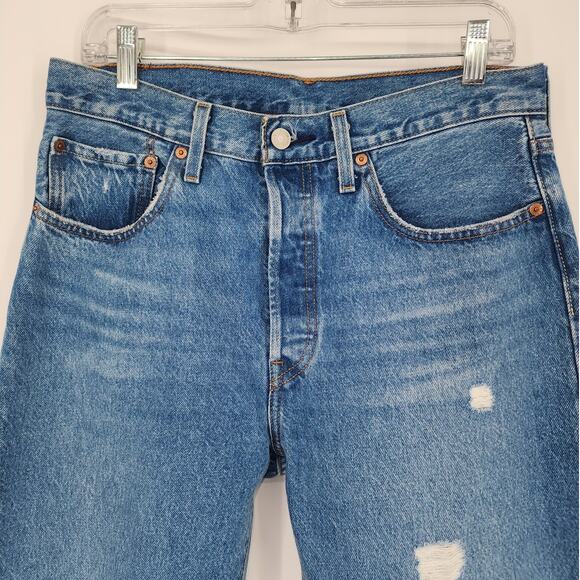 Levi's Distressed Button Fly Blue Jeans Men’s Size 30x30 - Picture 3 of 9